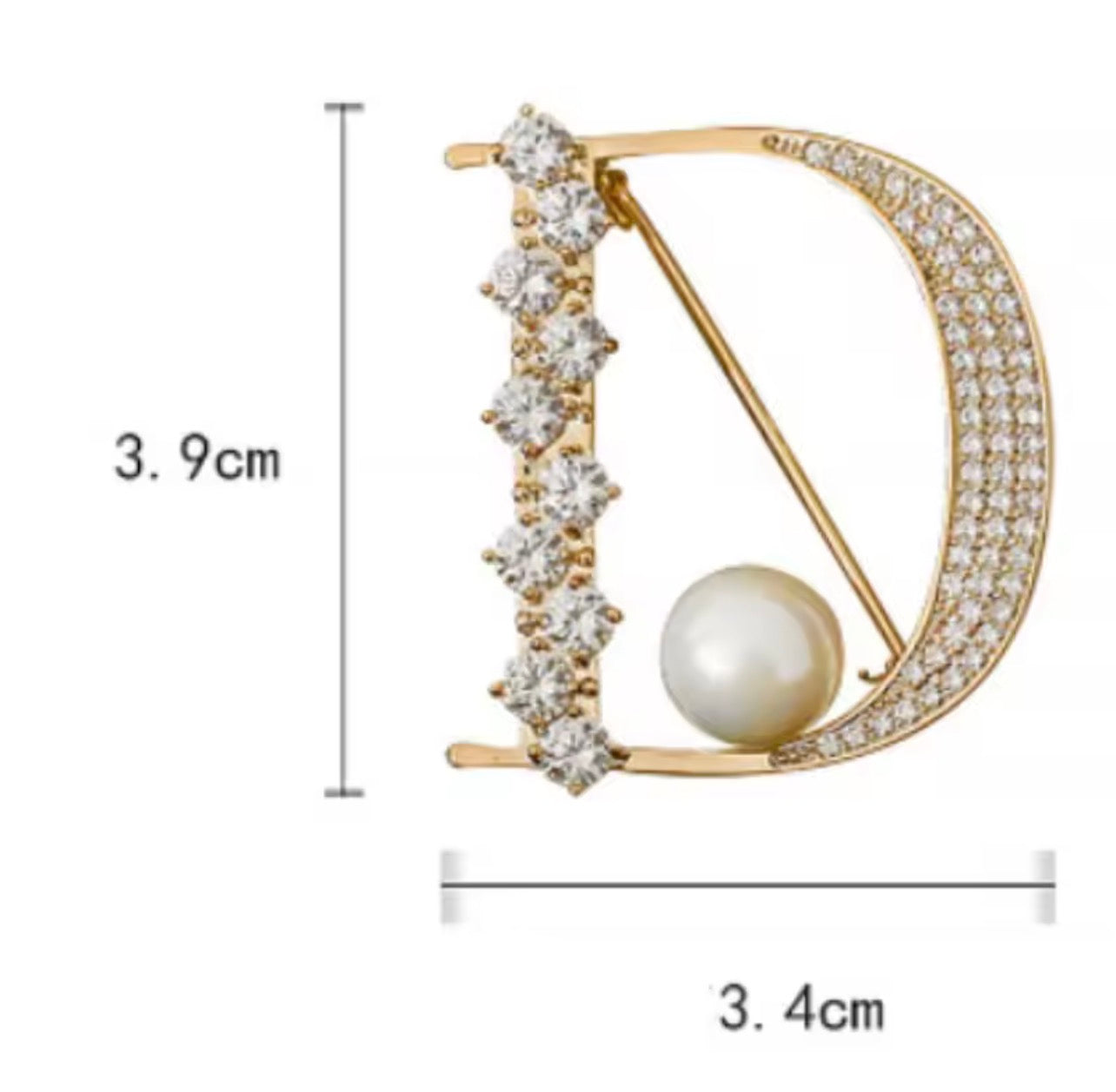 Women's Light Luxury and High-end D Letter Zircon Brooch Pin  S4923034