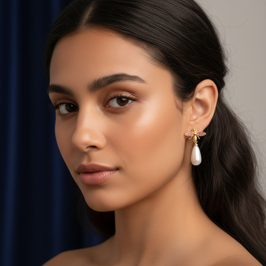 Women Girls Teardrop Pearl Bee Star Drop Designered Fashion Earrings Jewelry S5002809