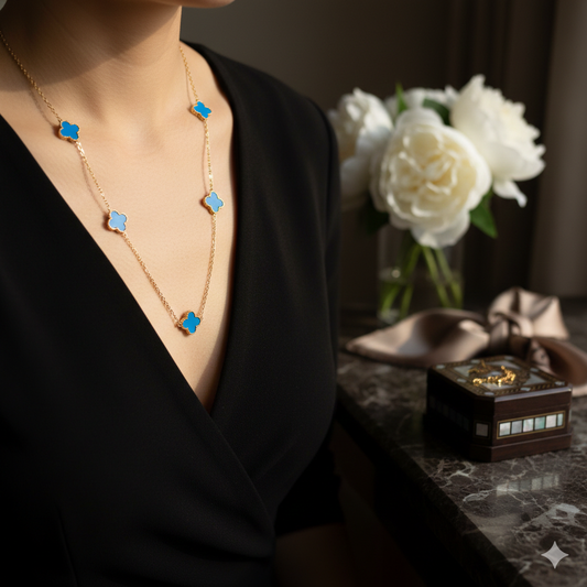 Blue Clover Charm Pendant Necklace X4694733