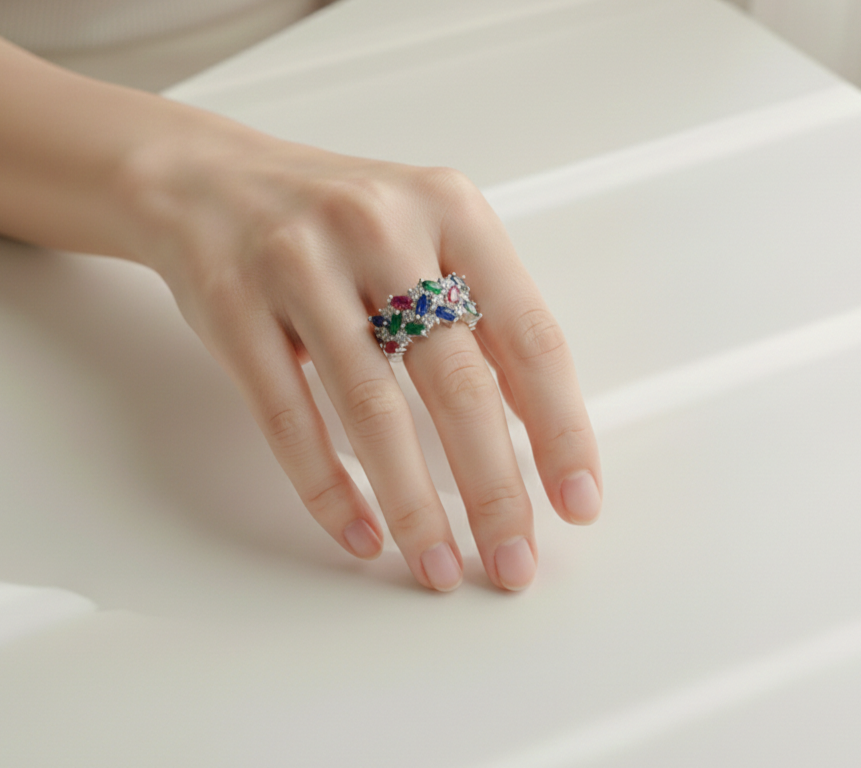 Multicolour Silver Ring S4978109