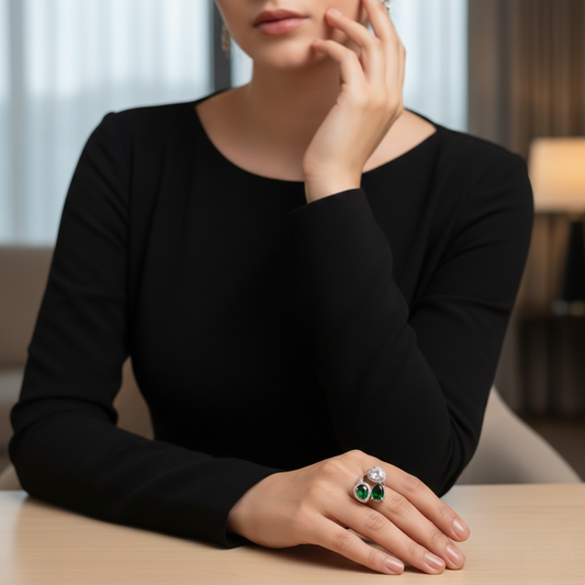 Green Color Big Stone Good Quality Rings