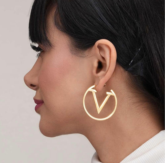 Gold Plated v round earring for Women S4702482