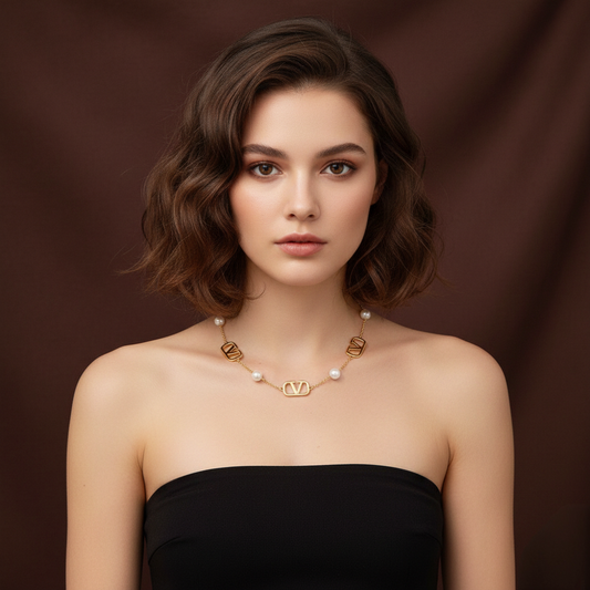 Gold lettered fashion necklace