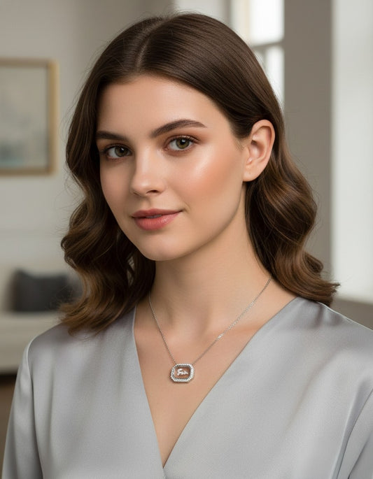 Women's Fashion Arabic Letter Plexiglass CZ Necklace X4853654